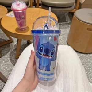 Verre Stitch Disney avec paille