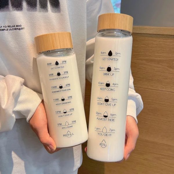 gourde en verre bambou avec couvercle